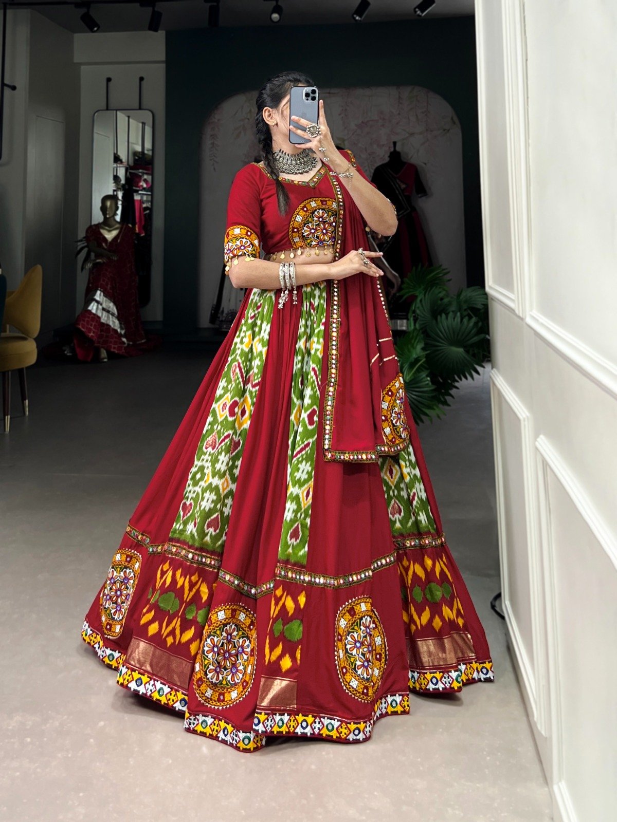 Navratri Lehenga Choli Rayon with Printed Silk - Image 3
