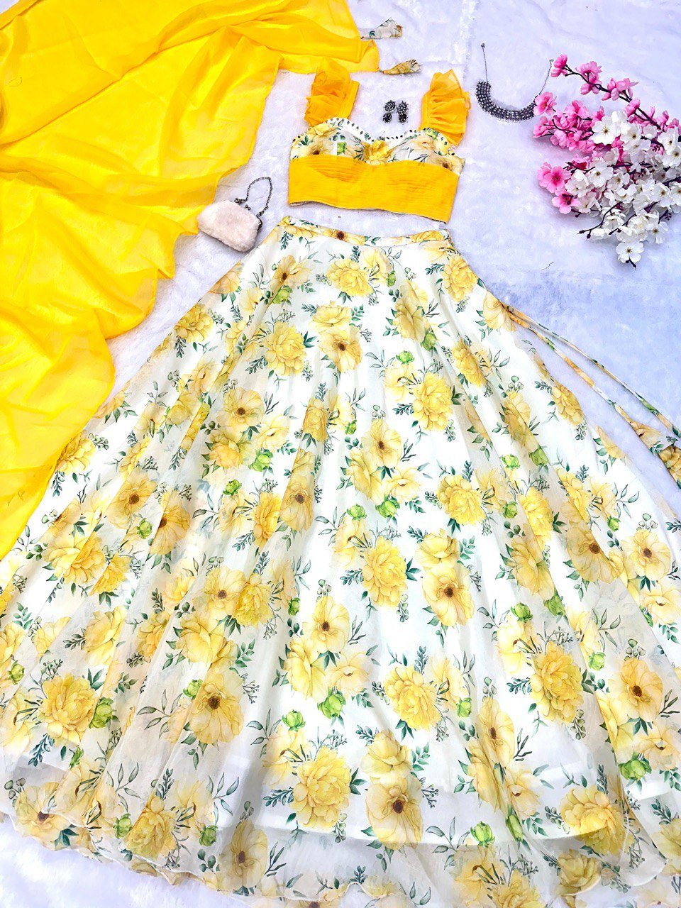 Lehenga Choli Floral Printed Jimmy Organza - Image 2