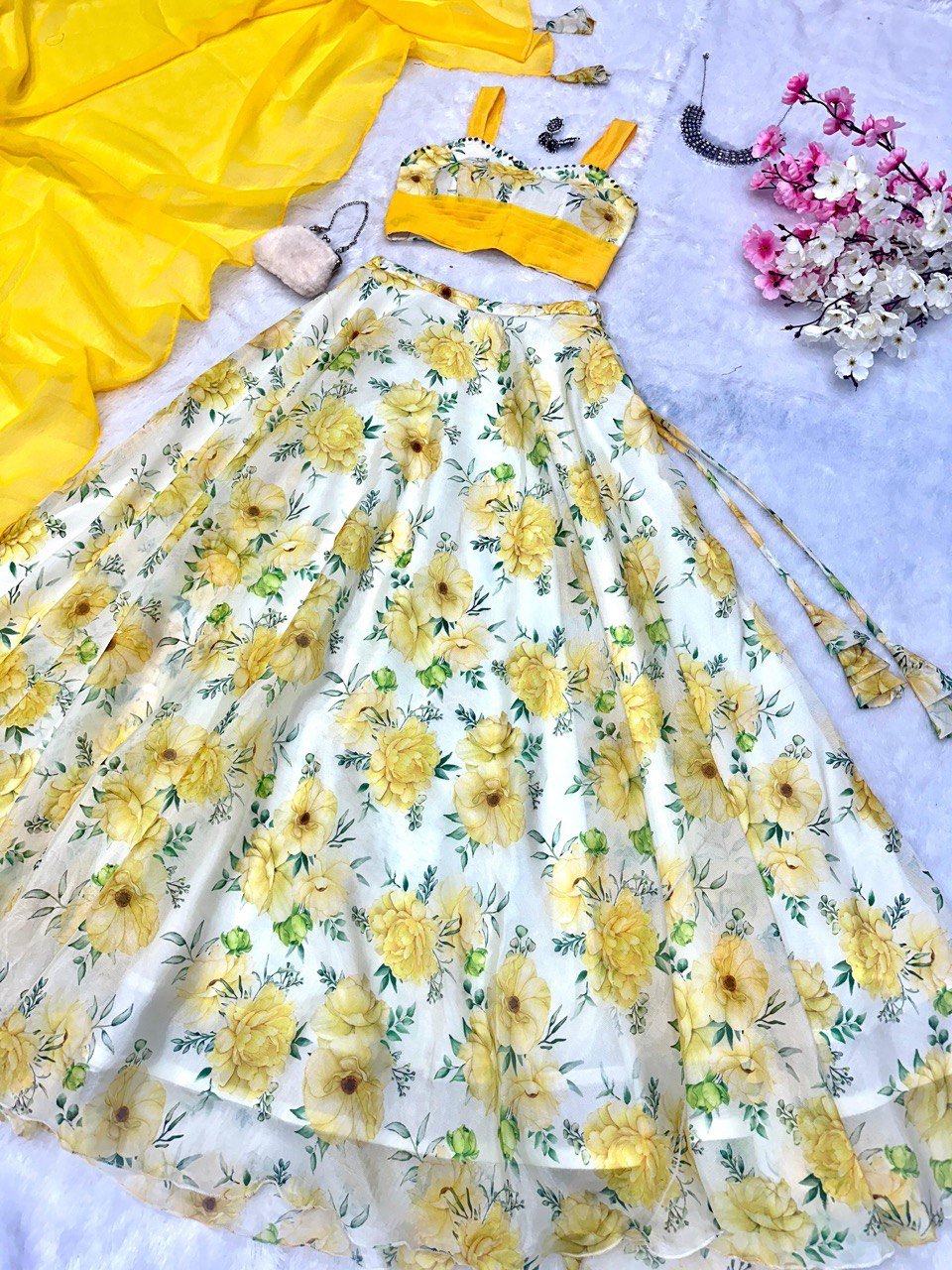 Lehenga Choli Floral Printed Jimmy Organza - Image 4
