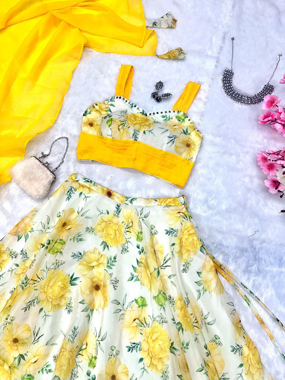 Lehenga Choli Floral Printed Jimmy Organza - Image 3
