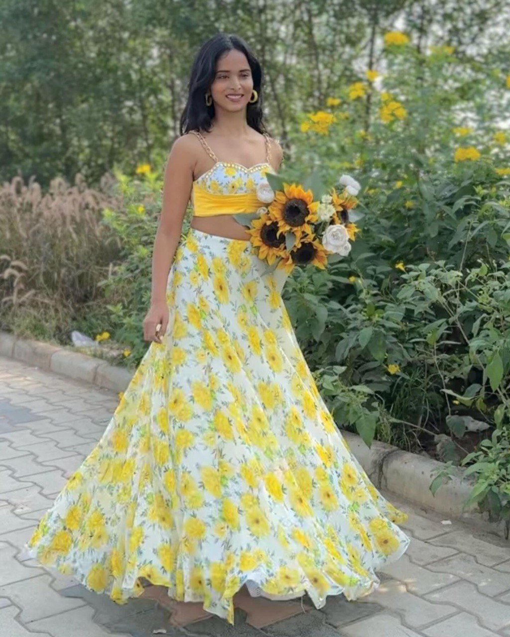 Lehenga Choli Floral Printed Jimmy Organza