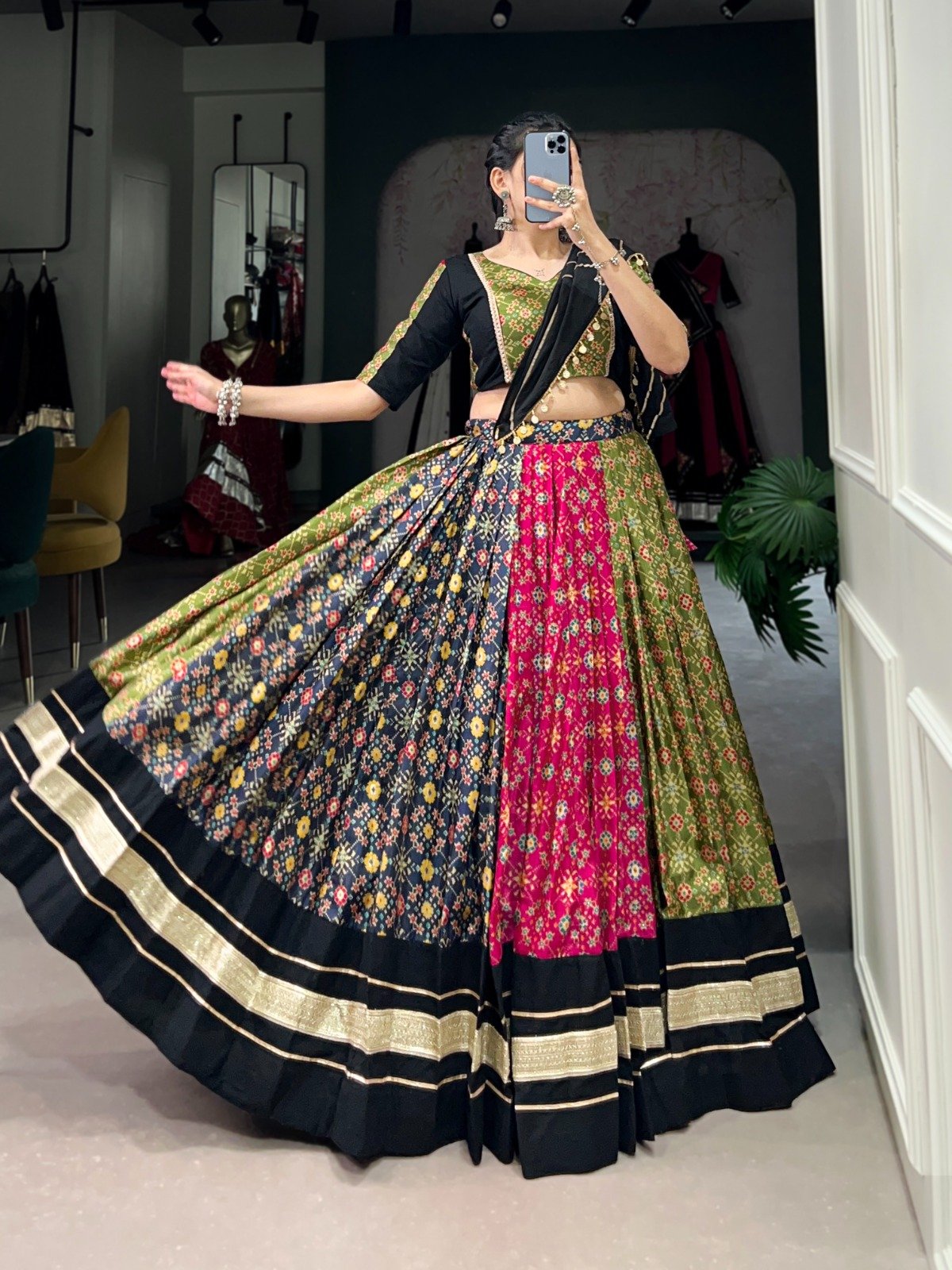 Navratri Lehenga Choli Dola Silk Pure Cotton - Image 3