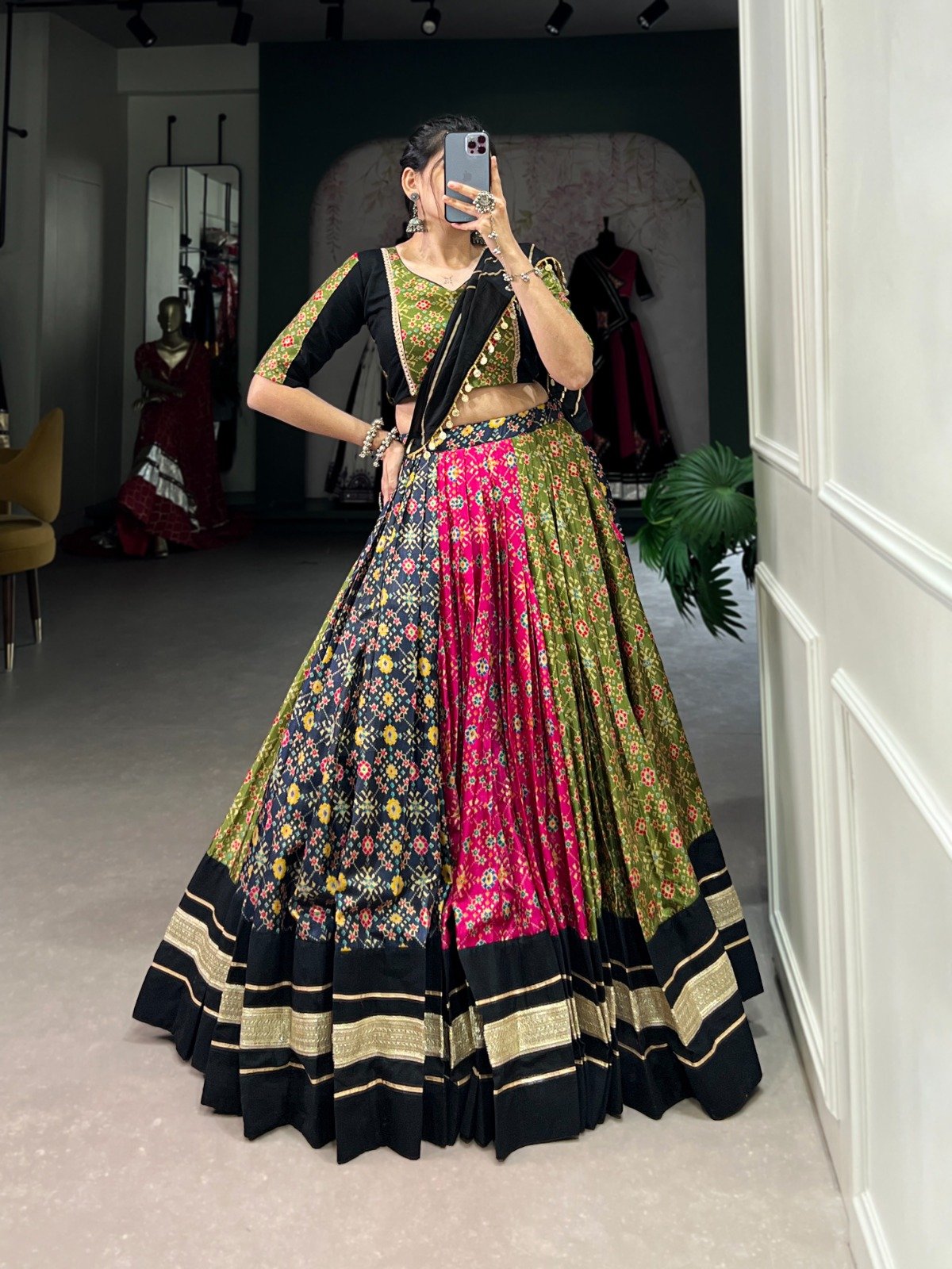 Navratri Lehenga Choli Dola Silk Pure Cotton