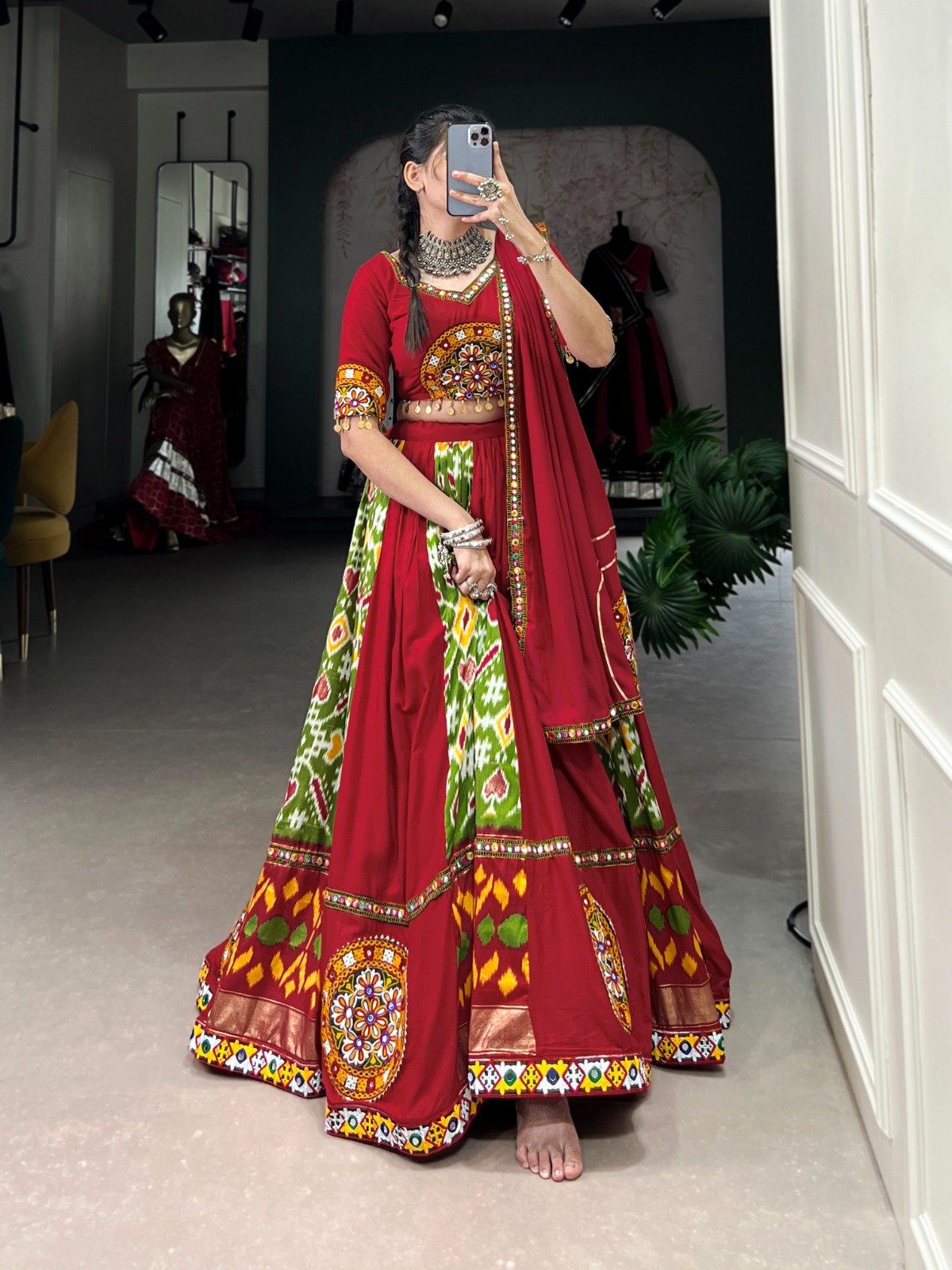 Navratri Lehenga Choli Rayon with Printed Silk